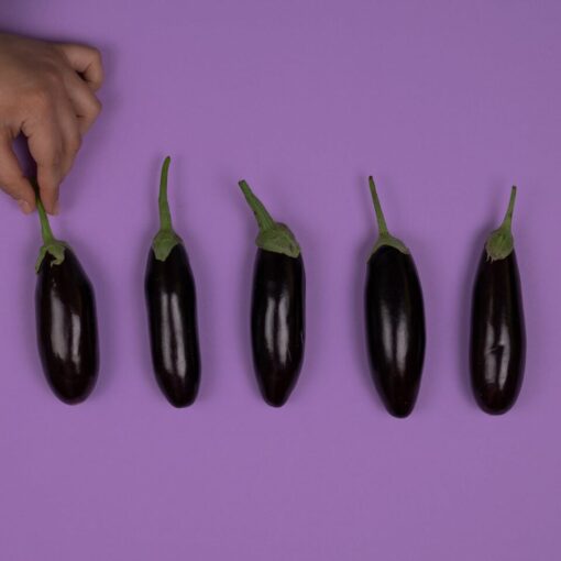 person holding an eggplant