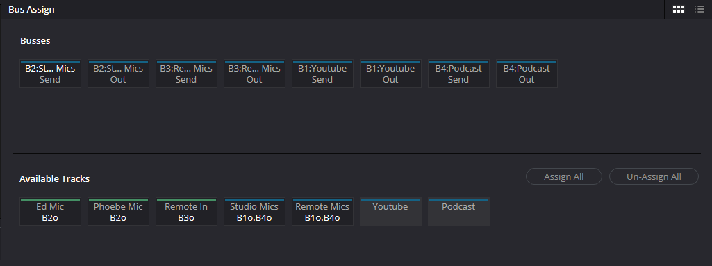 Davinci Resolve Bus for mix-minus for podcasters audio routing to podcast guests