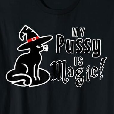 my pussy is magic kitty witch t shirt